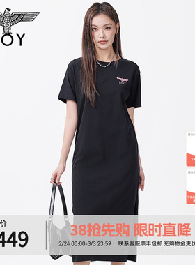 BOYLONDON夏季女款时尚LOGO印花潮牌街头百搭休闲连衣裙W17010