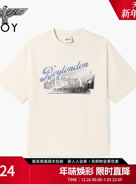 BOYLONDON纯棉时尚印花休闲潮牌圆领短袖夏季男女同款T恤N01349