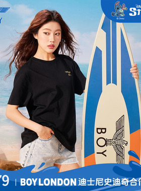 【迪士尼史迪奇合作系列】BOYLONDON可爱风烫金街头短袖T恤N01328