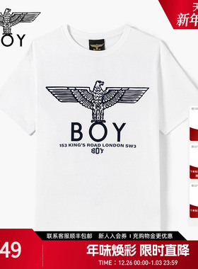 【朋克学院】BOYLONDON23男女同款学院经典鹰标针织短袖T恤N01010