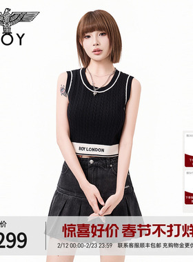 BOYLONDON时尚简约潮牌休闲百搭无袖针织背心夏季女款上衣W62001