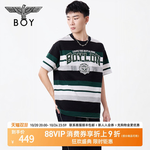潮牌短袖 学院风条纹时尚 T恤N01137 春夏男女同款 BOYLONDON25新款