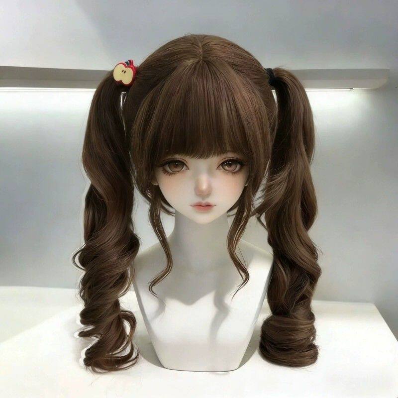 【蜜茶小熊】假发女长卷发Lolita双马尾蜜茶亚麻少萝卷全头套假发