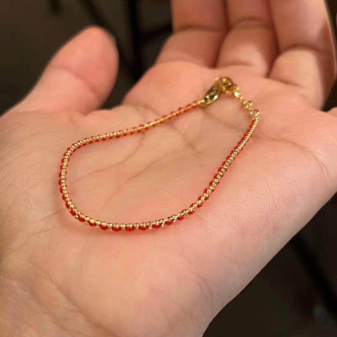 麒麟明星同命款圆钻小红绳手链叠戴小众运设redline计转简约手本
