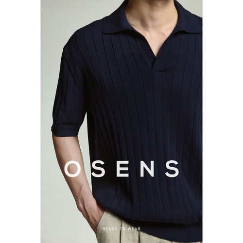 OSENS男装 纯棉立体肌理商务休闲短袖翻领T恤老钱风针织polo衫夏