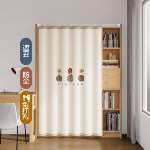 衣柜遮挡帘柜子衣帽间书柜防尘帘杂物免打孔门帘遮丑帘子开放式架