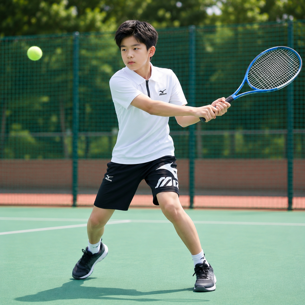 Mizuno美津浓儿童运动套装男中大童轻薄透气速干跑步短袖短裤男童