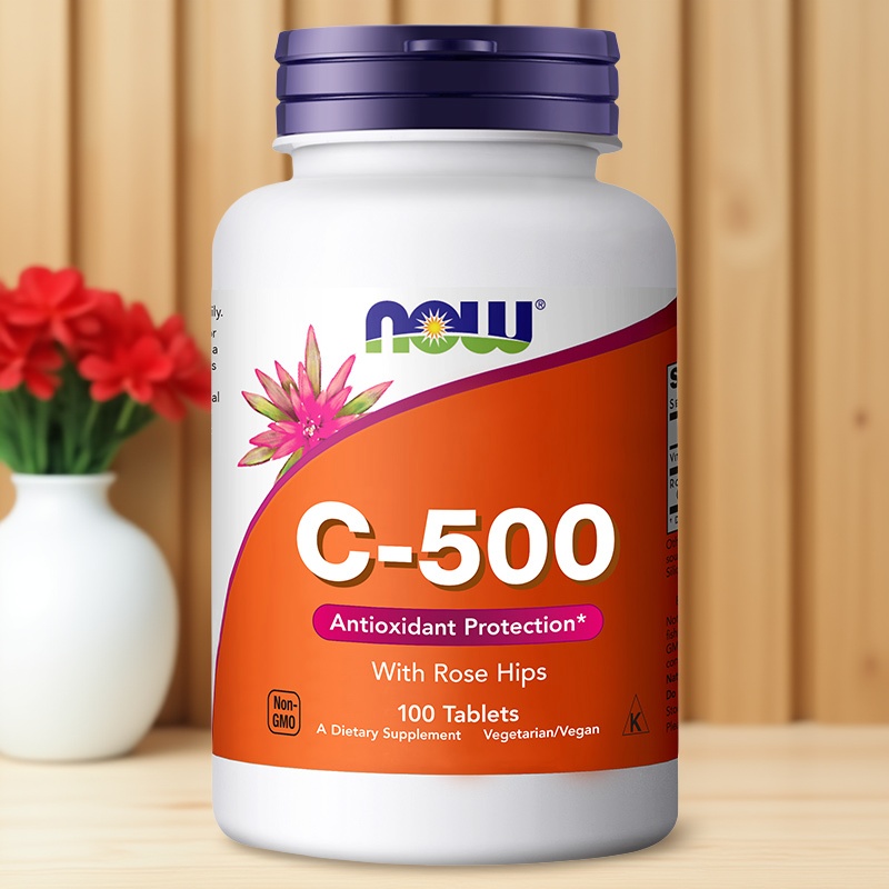 NOWfoods维生素C500mg维他命VC复合玫瑰果100片诺奥成人正品进口