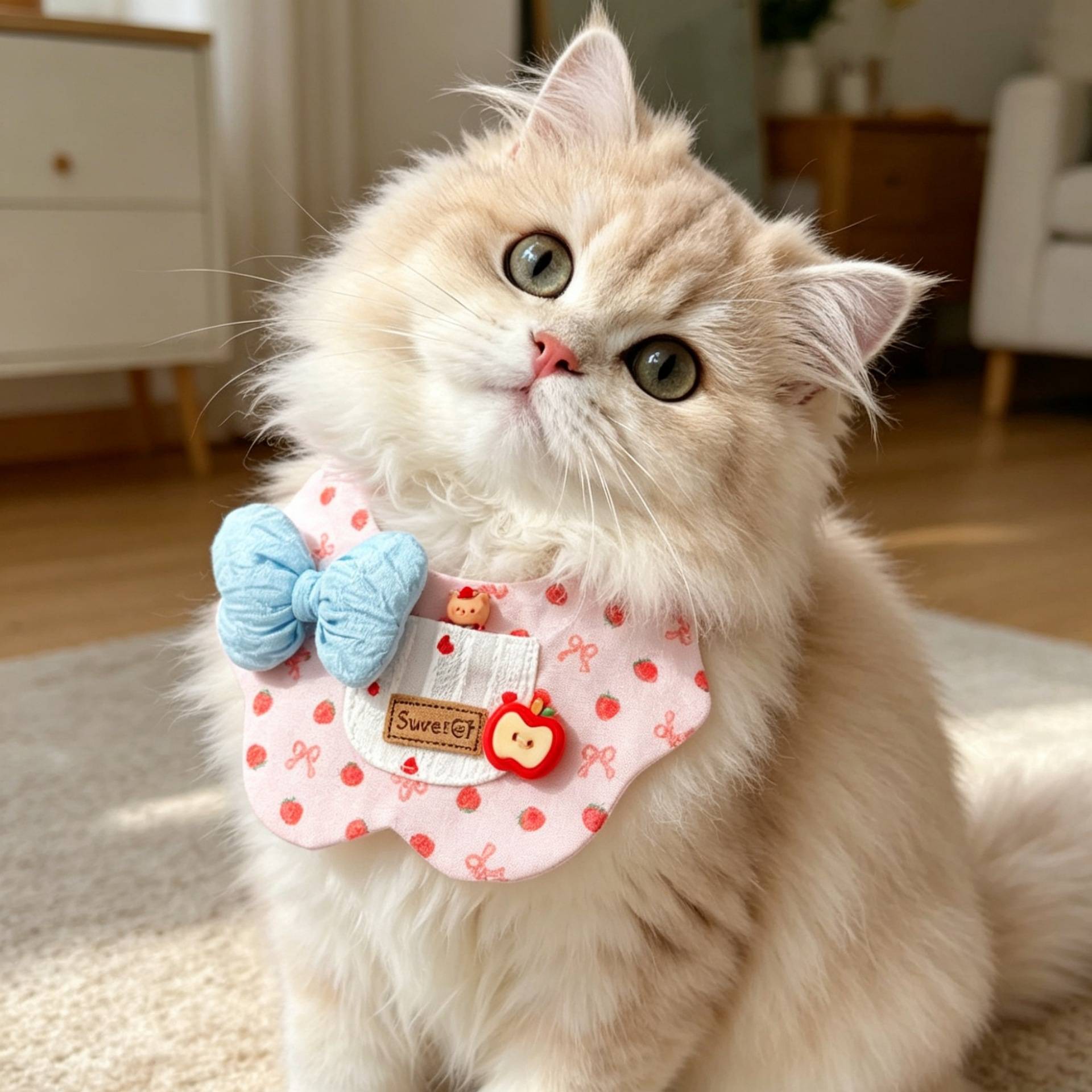 可爱猫咪蝴蝶结口水巾围嘴|犬