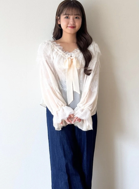 UMII日本代购 deicy预约10月下发花边蕾丝喇叭袖衬衫170401-53250