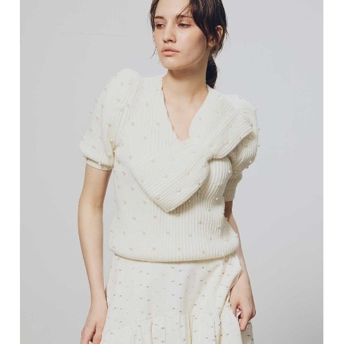 包邮税 umii 日本代购11月COEL可爱蝴蝶结小珍珠针织衫185304041