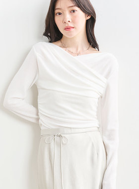 UMII日本代购现货 cocodeal 75621253 垂坠感荡领修身长袖上衣