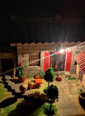 老房子微缩模型模型DIY雪景院迷你真砖手工拼装怀旧益智迷你小屋