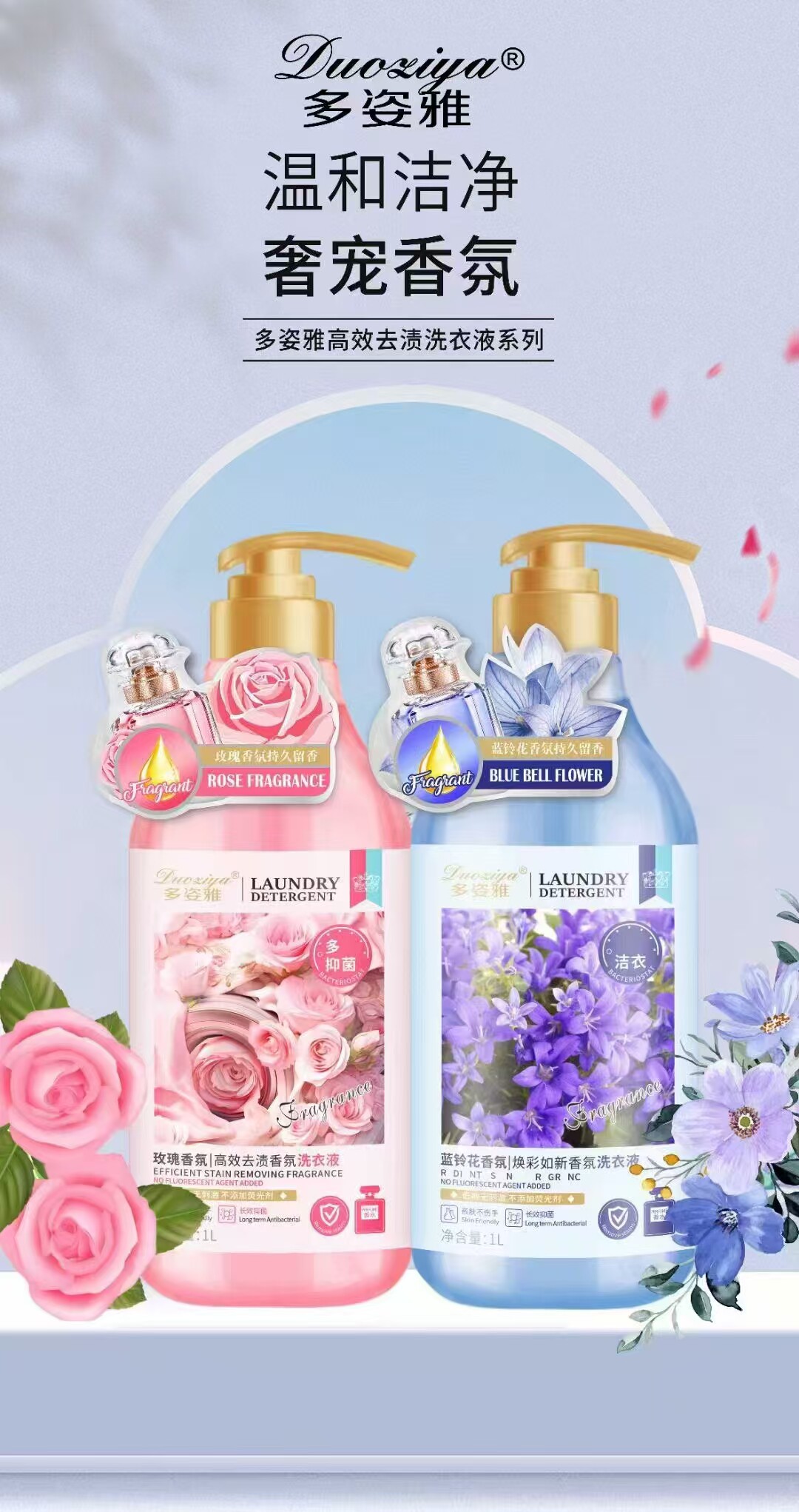 多姿雅蓝风铃香氛幻彩如新香氛洗衣液玫瑰高效去渍香氛持久留香