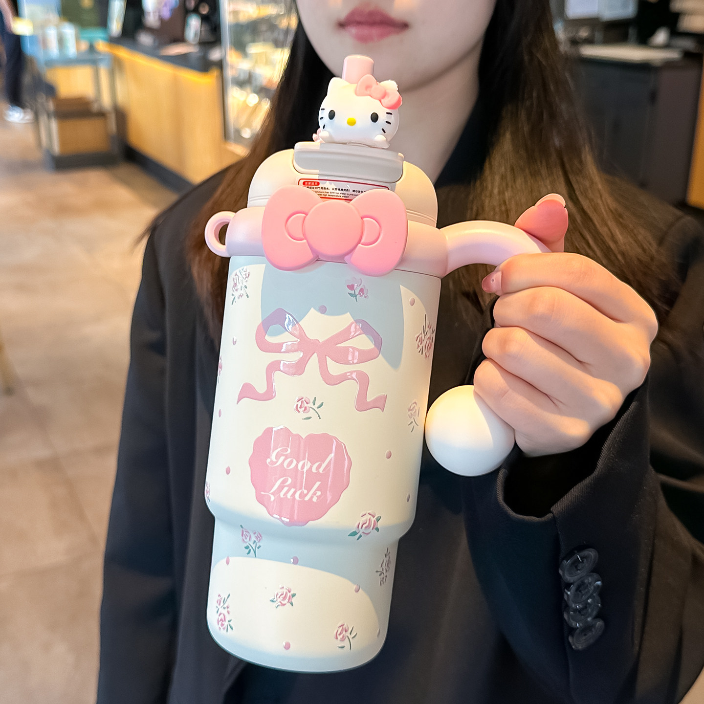 巨无霸吸管保温杯女生高颜值新款水杯大容量可爱茶水分离冰霸杯子