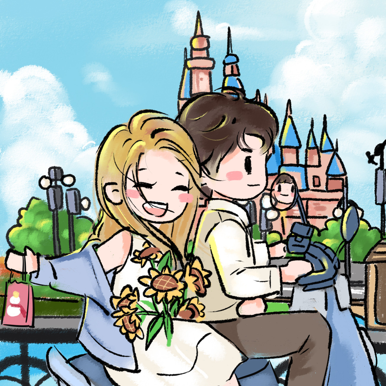 newmasus代画手绘头像定制油画棒蜡笔情侣照片转漫画卡通形象设计