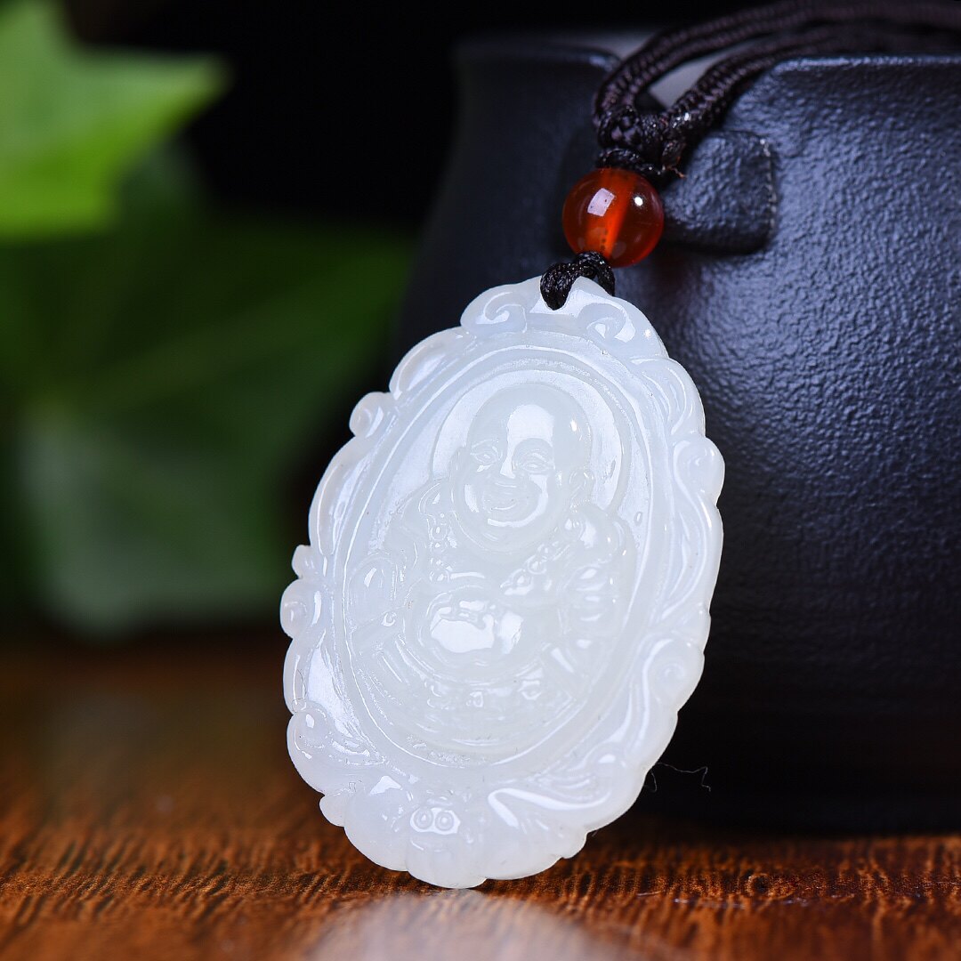天然和田玉一生平安佛吊坠男女生项链招财吉祥挂件玉石饰品配饰