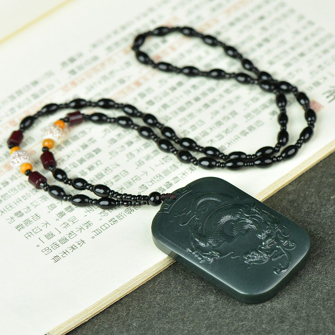新疆和田玉吉祥龙牌吊坠男女款项链吉祥如意玉石项坠玉佩挂件礼物