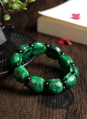 翡翠龟壳干青手串男生饰品礼物款