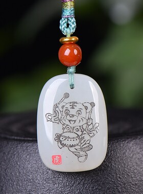 和田玉虎牌挂件男女项链儿童配饰