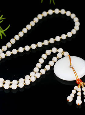 金丝玉平安扣毛衣链时尚女生项链