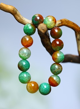 多彩孔雀龙纹手串男士吉祥玉佩