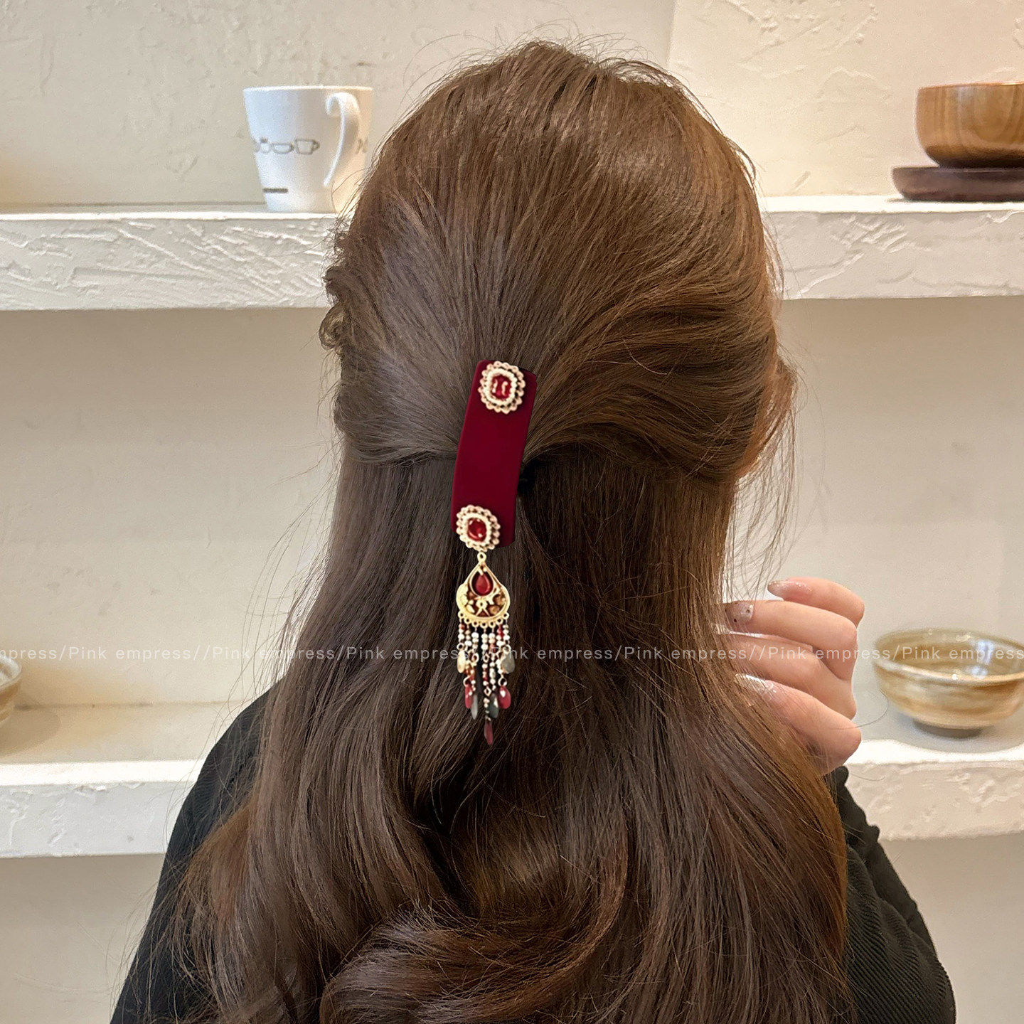 新中式红色流苏发夹女2026新年半扎发发卡古风汉服配饰侧边夹头饰,饰品/流行首饰/时尚饰品新,发饰,淘宝优惠券,粉丝福利购,淘宝优惠卷