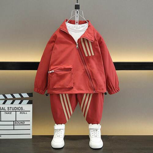 奥特莱斯ad男童冲锋衣套装2025儿童春装男孩帅气新款童装两件套潮