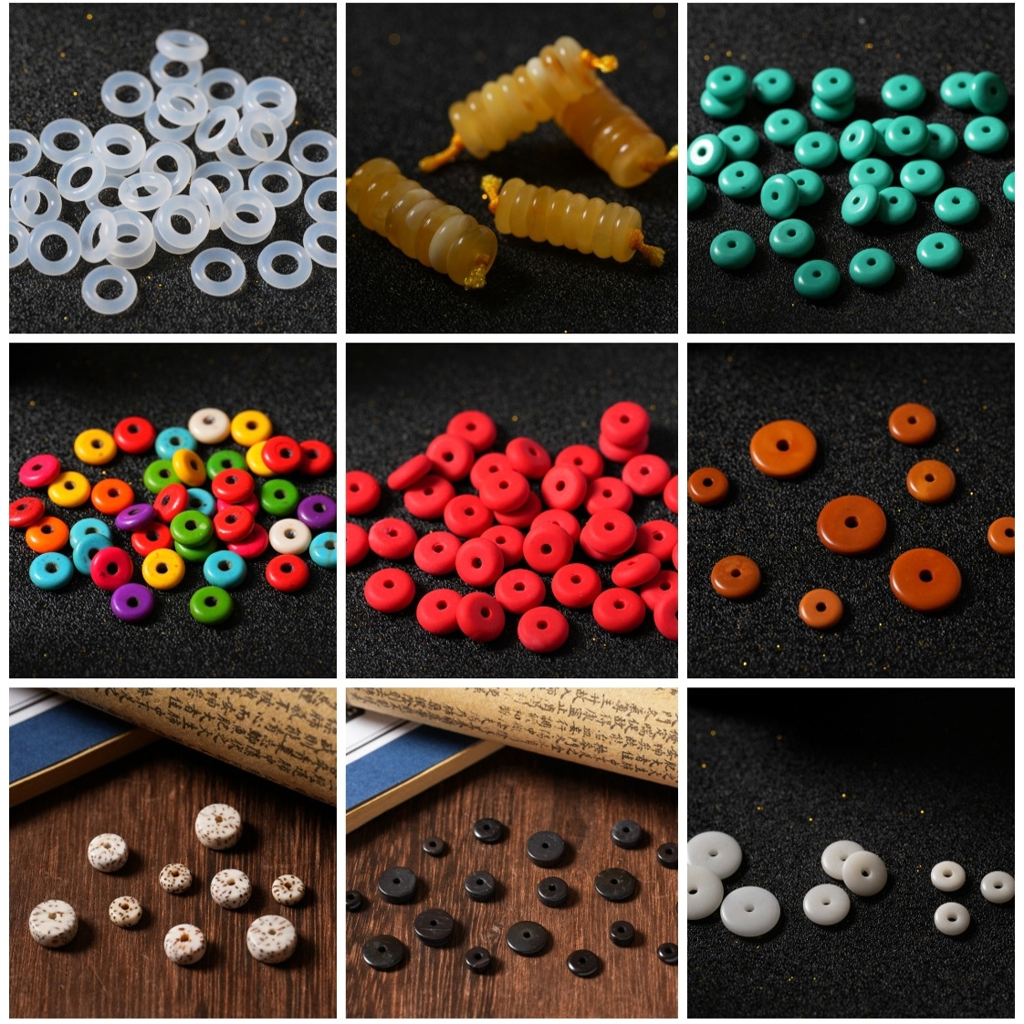 橄榄核文玩diy彩色垫片手串配件