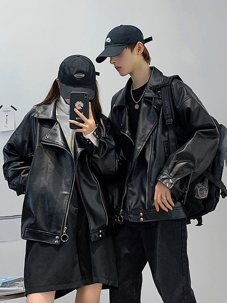 皮衣夹克高级感情侣pu皮外套