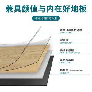 5mm厚spc石塑地板pvc锁扣卡扣复合地板革防水加厚石晶塑胶木地贴