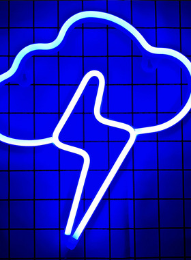 SOKKA跨境电商新品彩灯挂墙LED造型灯云朵加闪电连体霓虹灯雷阵雨