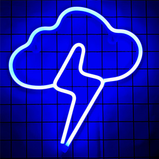 SOKKA跨境电商新品彩灯挂墙LED造型灯云朵加闪电连体霓虹灯雷阵雨