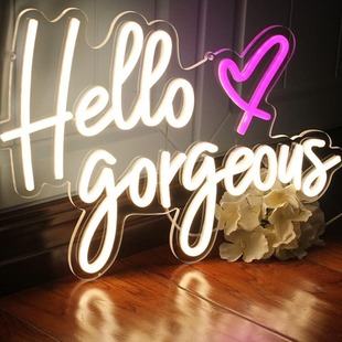 USB供电5V霓虹灯牌子Hello Gorgeous爱心亚马逊Temu霓虹灯