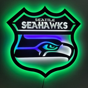亚马逊 西雅图海鹰队LED夜灯发光壁灯标志气氛灯美式橄榄球队