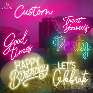 跨境定制生日快乐灯牌led灯派对装饰happybirthday发光字母霓虹灯