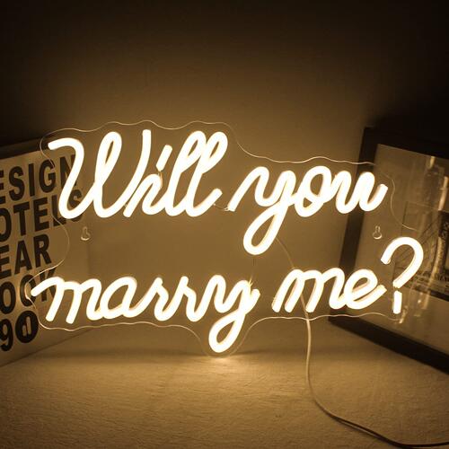 led霓虹灯背板Will you marry me 透明亚克力霓虹灯 摆件节日氛围