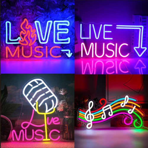 跨境LIVE MUSIC现场音乐霓虹灯英文字母发光灯牌酒吧舞台氛围灯