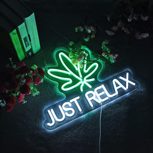 跨境ETSY霓虹灯Just Relax LED壁挂装饰卧室酒吧可调光USB广告灯