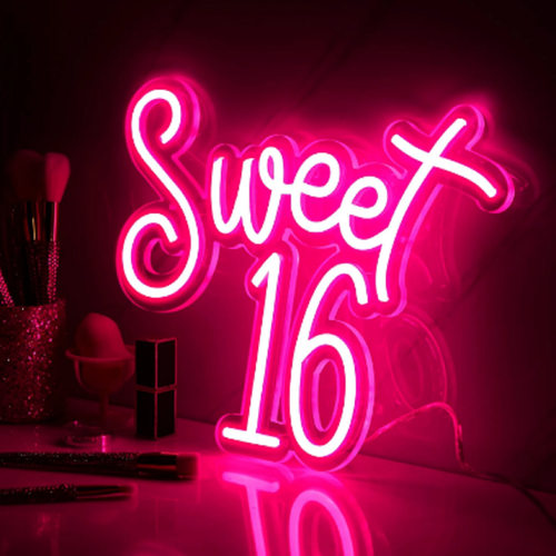 Sweet 16霓虹灯标志灯USB供电亚克力LED墙酒吧派对办公室儿童房卧