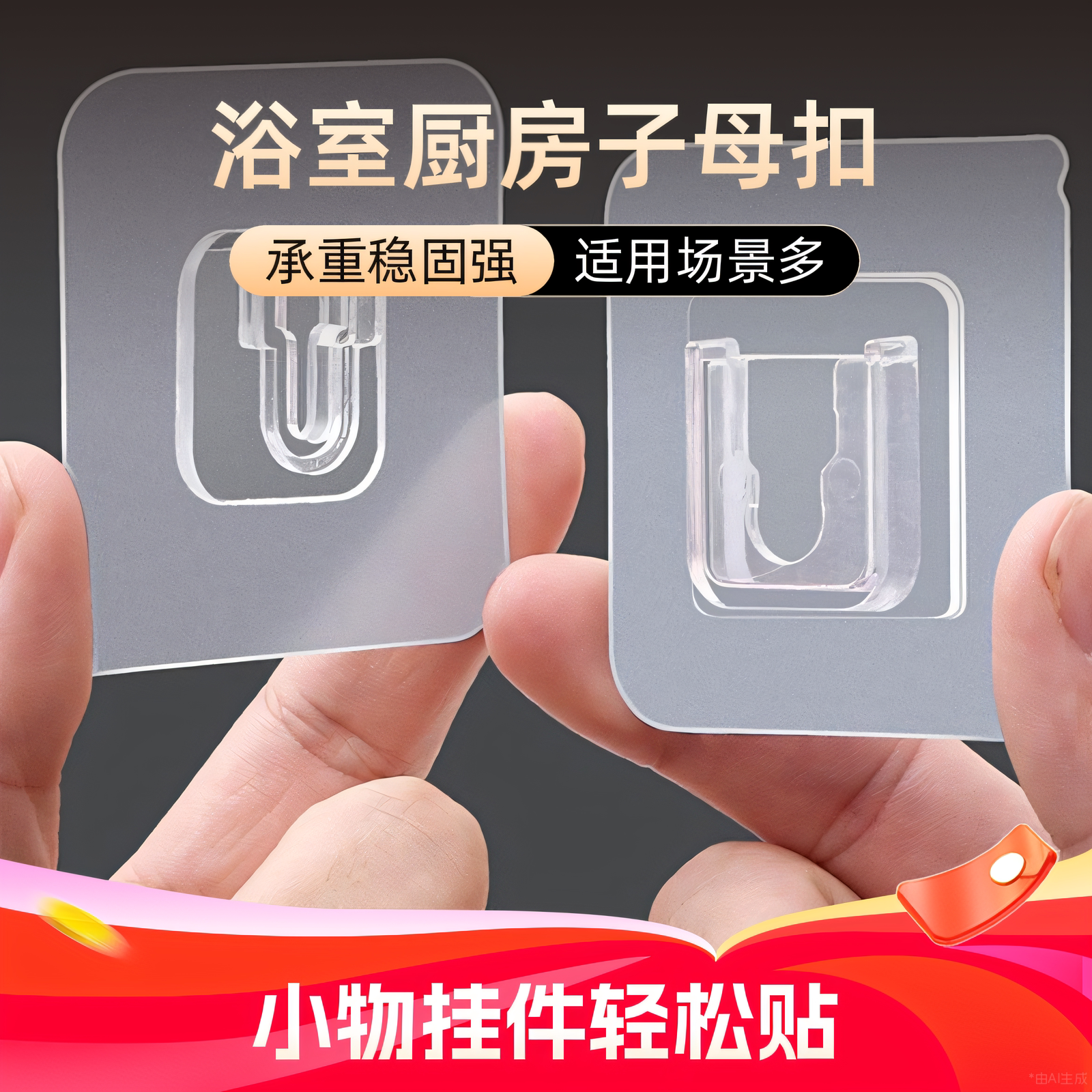 免打孔卡扣壁挂粘贴挂钩图片