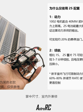 【75套机】AstroRC小薯片75无人机2s高清模拟室内穿越机非Mobula8