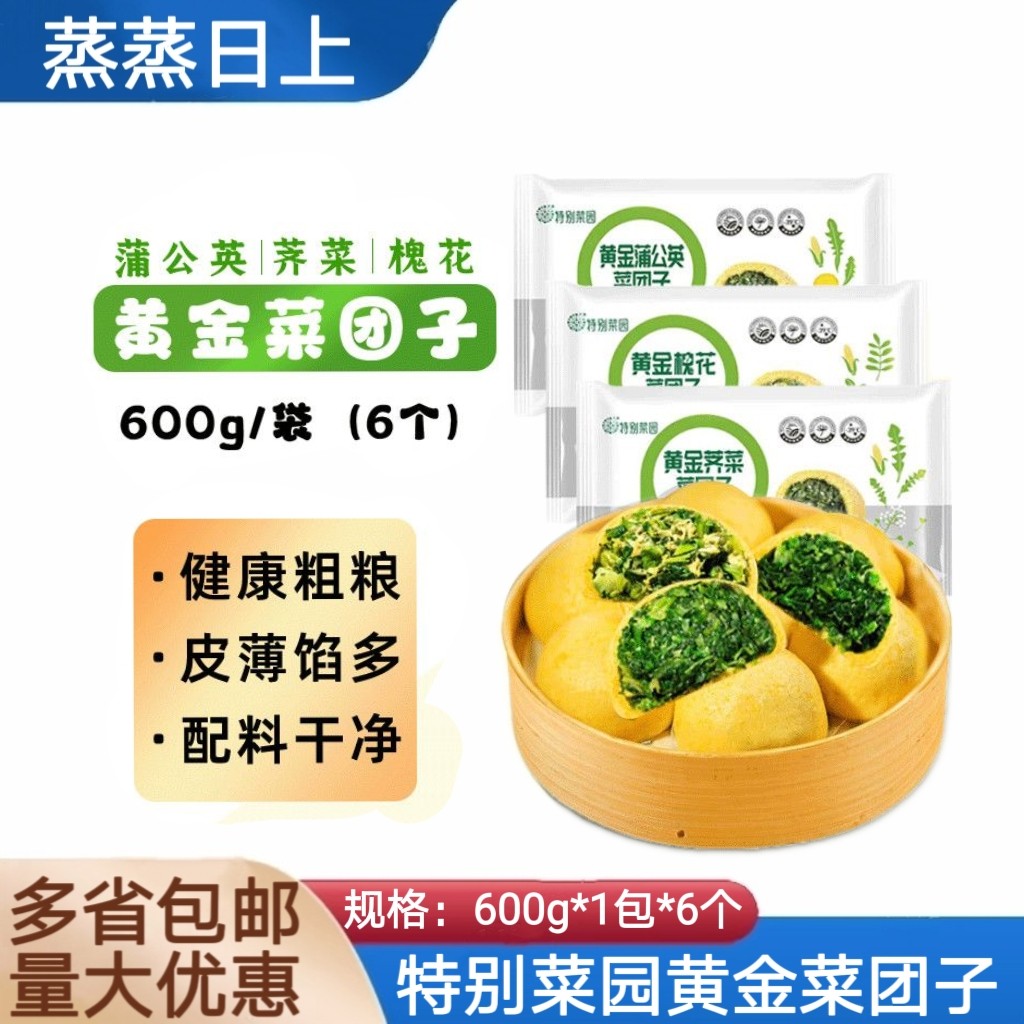 特别菜园菜团子蒲公英荠菜槐花野菜馅菜包子点心营养粗粮早餐食品