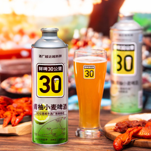 【线下餐饮同款】鲜啤30公里精酿青柚小麦啤酒果味低度果啤1L*6罐