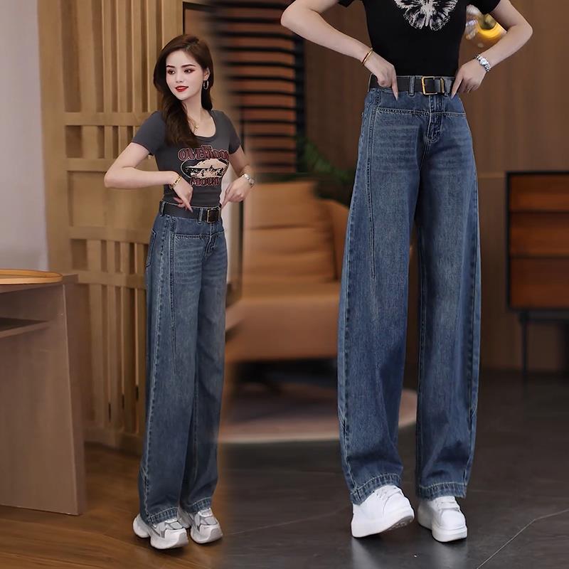 怀旧复古牛仔裤女春秋夏季2025新款高腰弯刀裤香蕉裤阔腿宽松裤子