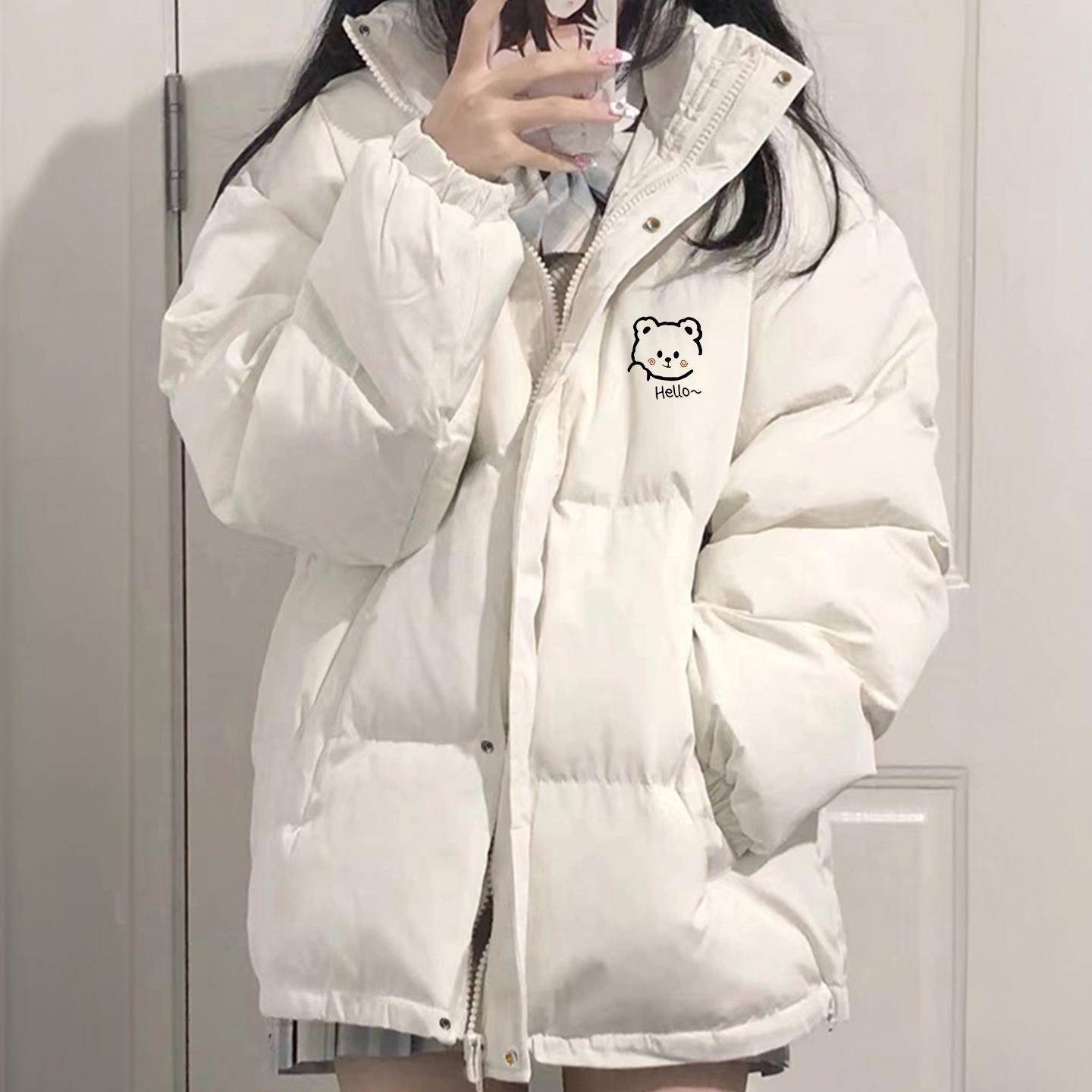 棉服外套女冬季2025年新款宽松加绒加厚学生棉衣保暖2025新款棉袄