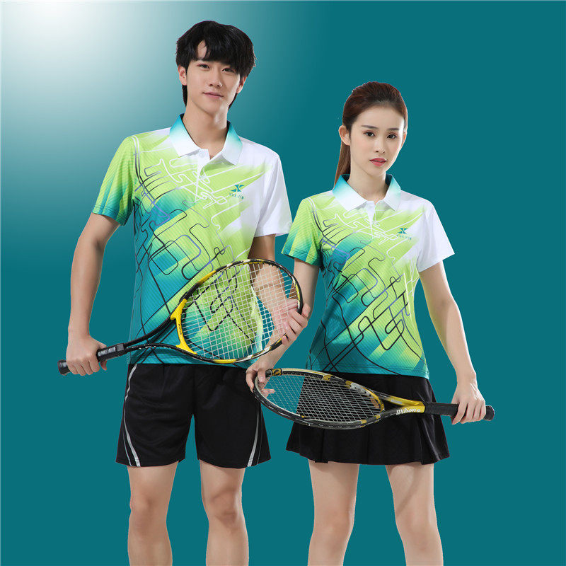 翻领羽毛球服套装男女短袖