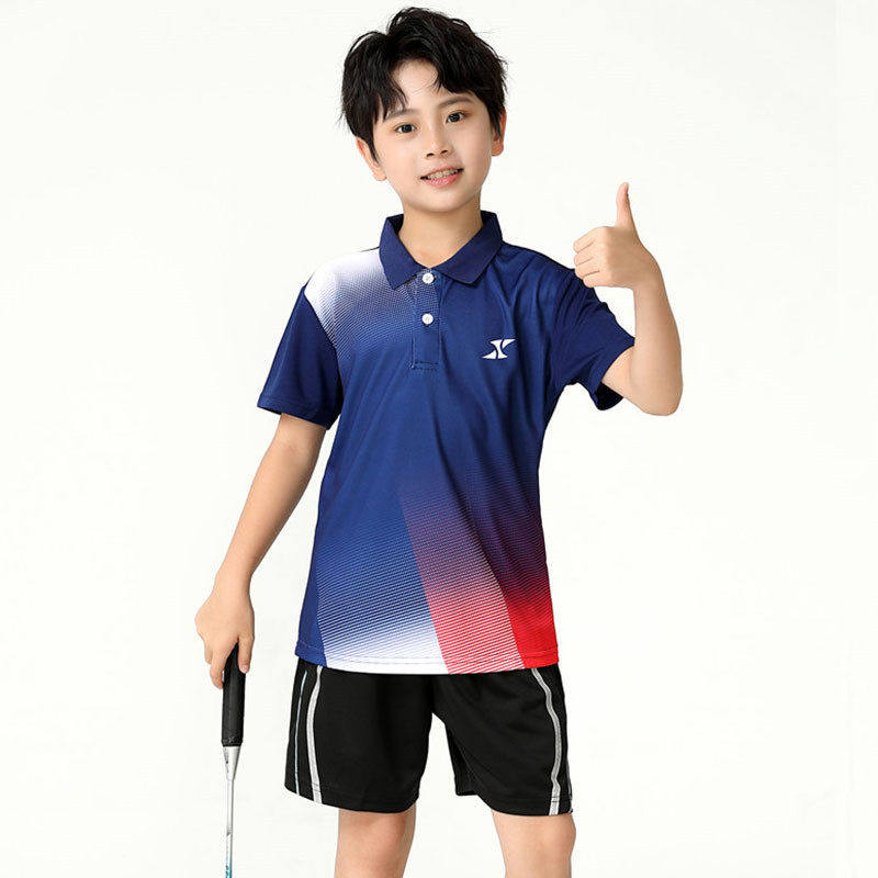 羽毛球服套装儿童夏训练印字比赛乒乓球衣裤短袖T恤排球服男童女