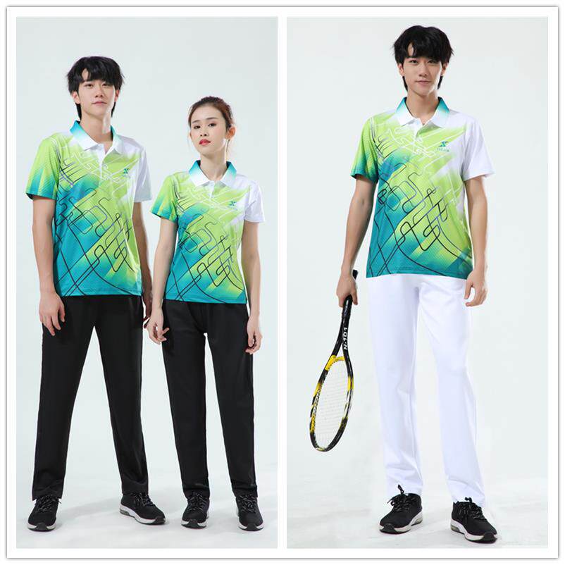 翻领羽毛球服短袖T恤长裤男女速干跑步服情侣乒乓球衣运动排球服