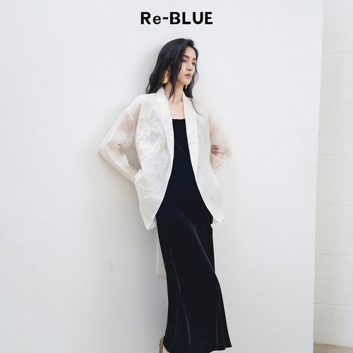 Re-BLUE淡雅新中式桑蚕丝外套